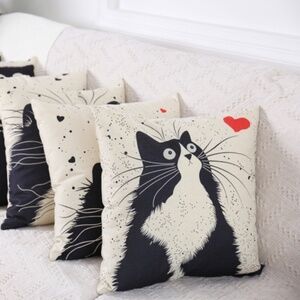 2pc/set Cartoon Cat Print Throw Pillow Case